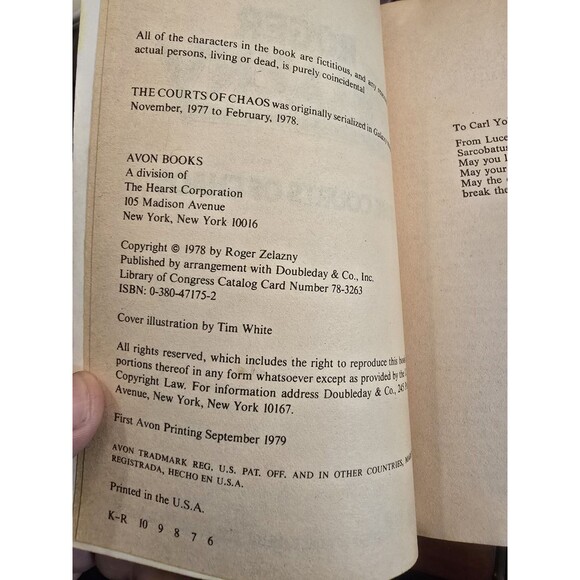 Roger Zelazny The Courts of Chaos Amber Chronicles Vintage 1970s Fantasy - Picture 3 of 3